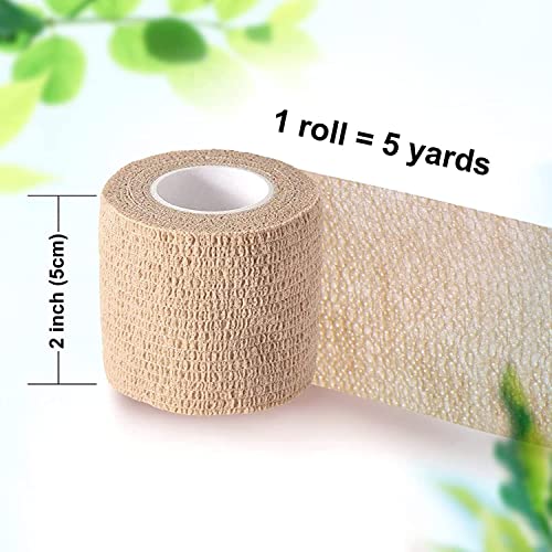 Self Adhesive Bandage Wrap, 2 inches x 5 Yards, 6 Pack, Self Adhering Bandage Wrap