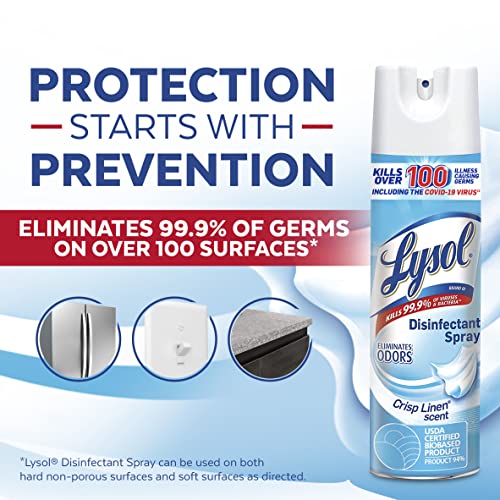 Lysol Disinfectant, Sanitizing and Antibacterial Spray, Crisp Linen, 19 Fl. Oz (Pack of 2)