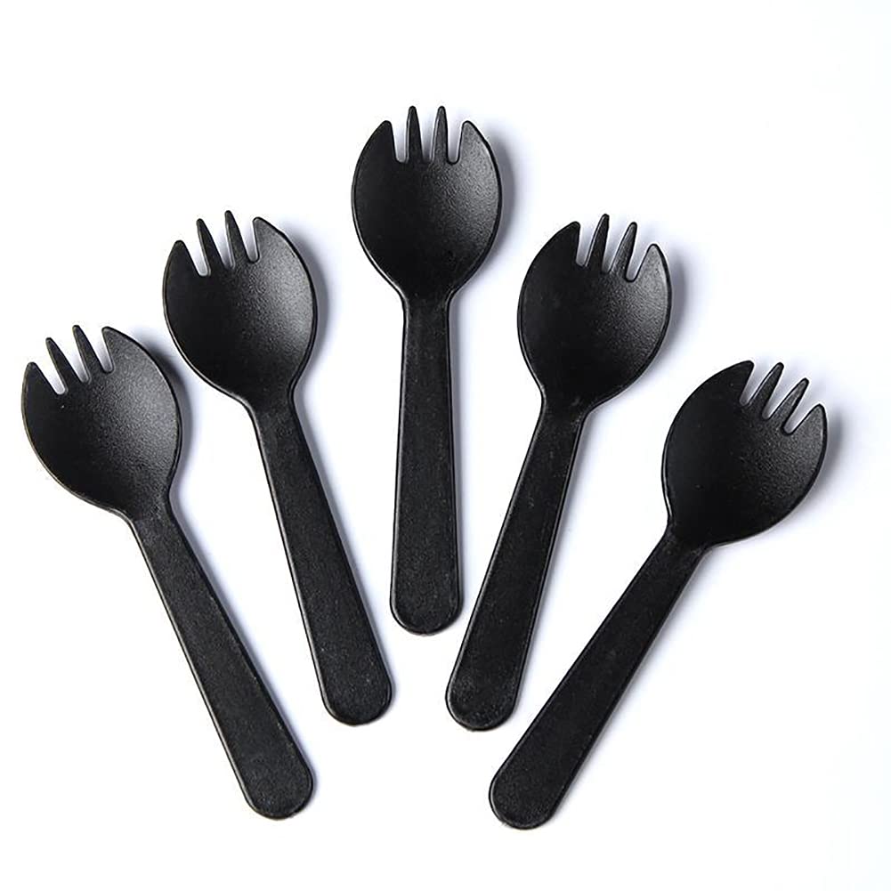 [100 PCS] Disposable Plastic Spork, Medium-Weight