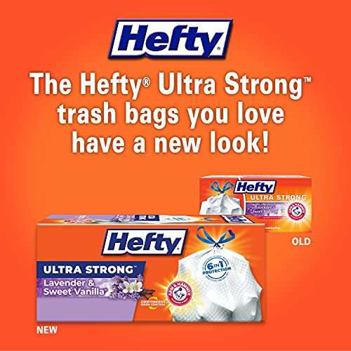 [80 Count] Hefty Ultra Strong Tall Kitchen Trash Bags, Lavender & Sweet Vanilla Scent, 13 Gallon