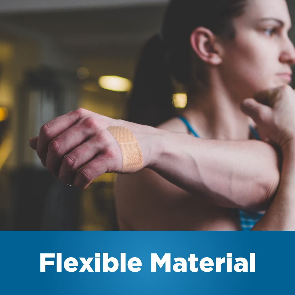 Flexible Fabric Adhesive Bandages, First Aid and Wound Care Supplies, Assorted Sizes, 100 Count