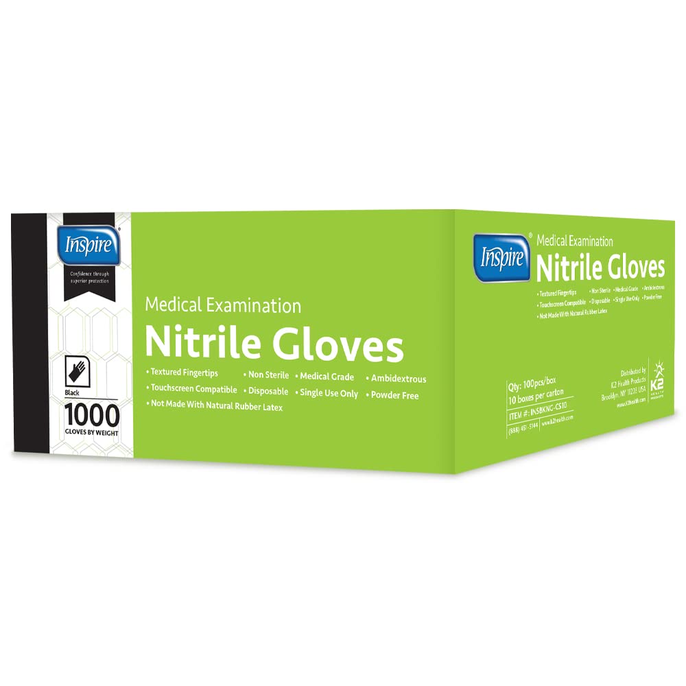 [1000 PCS] Black Nitrile Gloves, THE ORIGINAL Quality Black Gloves Disposable Latex Free