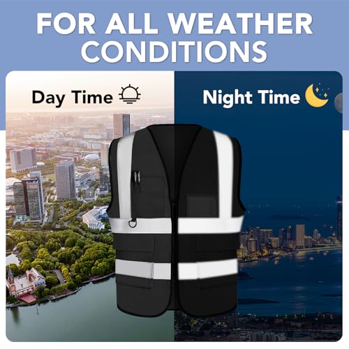 [2 Packs] Hi Vis Reflective Safety Vest with Pockets, Medium to XX Large