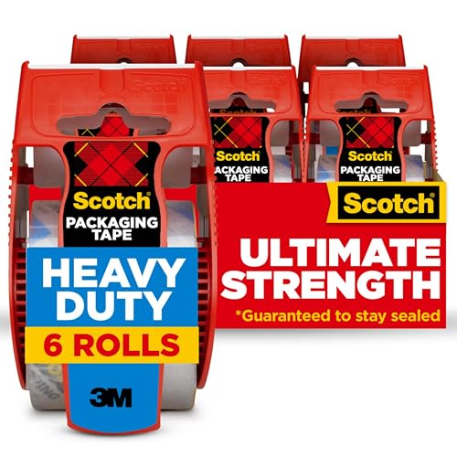 Scotch Heavy Duty Packaging Tape, 1.88" x 22.2 yd, 6 Rolls with Dispenser (142-6)