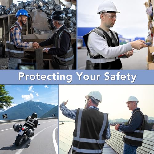 [2 Packs] Hi Vis Reflective Safety Vest with Pockets, Medium to XX Large