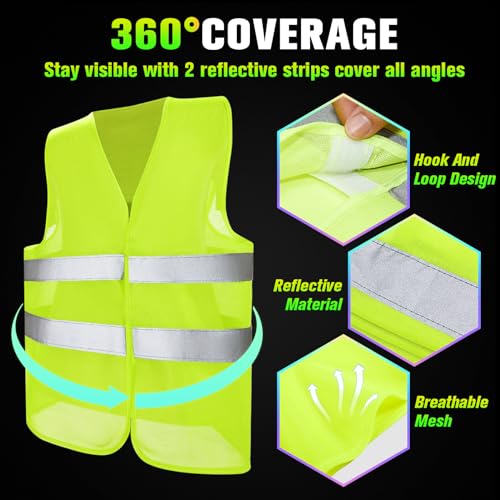 [15 / 30 / 40 / 50 /80 Packs] High Visibility Safety Vest Bulk Reflective Mesh Security Vest