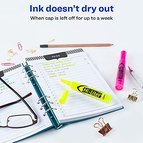 AVERY Hi-Liter, Desk Style, Chisel Tip, 24 Pink and Yellow Highlighters (98189)