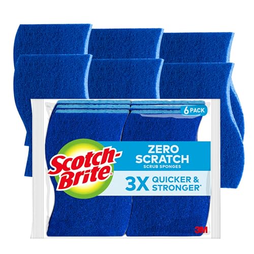 Scotch-Brite Zero Scratch Scrub Sponges, 6 Kitchen Sponges
