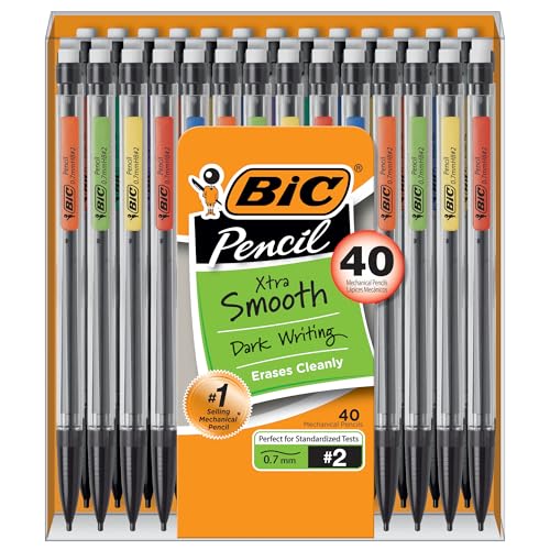 BIC Xtra-Smooth Mechanical Pencils with Erasers (MPCE40-BLK) (0.7mm), 40-Count Pack