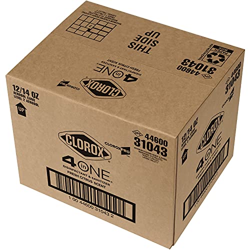 CloroxPro 4 in One Disinfecting Cleaner, Industrial Cleaning, 14 Ounce Spray Can, (12 Pack)