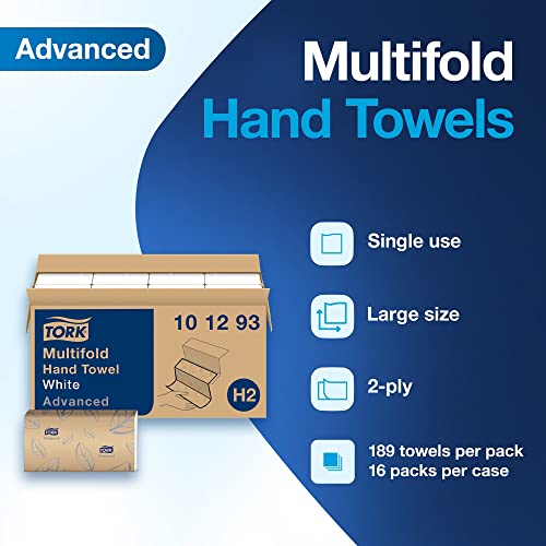 Soft Multifold Hand Towel White with Grey Leaf Print, 189 Towels Per Pack, 16 Packs, Fits H2 Towel Dispensers