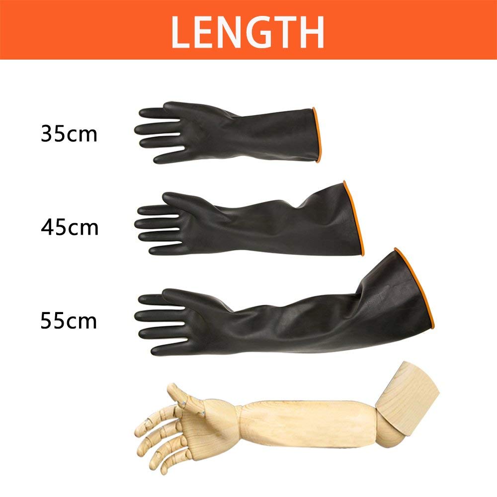 [1 Pair] Heavy Duty Latex Gloves, Resist Strong Acid, Alkali and Oil