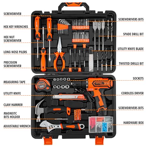 CARTMAN Power Tool Combo Kits with 12V Cordless Drill with a Robot Style Carry Box