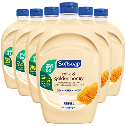 Softsoap Hand Soap Refill, Milk and Golden Honey (50oz bottle, Case of 6 Bottles)