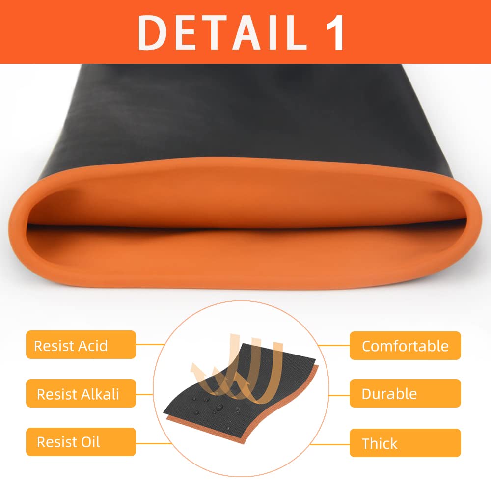 [1 Pair] Heavy Duty Latex Gloves, Resist Strong Acid, Alkali and Oil