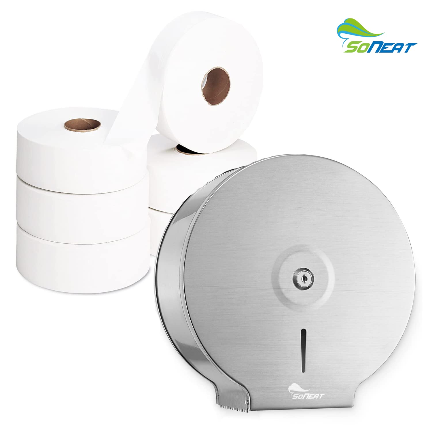 Jumbo Roll Toilet Paper Dispenser - Heavy Duty 304-Grade Stainless Steel