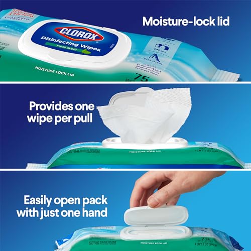 [225 Sheets x 3 Pack] Clorox Disinfecting Wipes, Bleach Free Cleaning Wipes, Fresh Scent