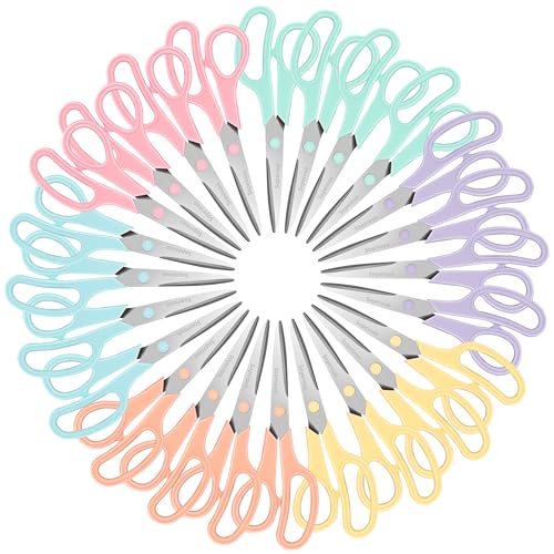 Scissors Set of 6 or 24 -Pack, 8" All Purpose Comfort-Grip Handles Sharp Scissors, Right/Left Hand