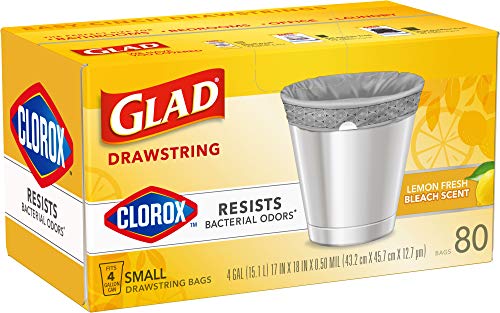 Glad Trash Bags, Small Garbage Bags, 4 Gallon Lemon Fresh Scent - 34 / 80 Ct