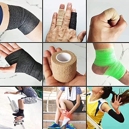 Self Adhesive Bandage Wrap, 2 inches x 5 Yards, 6 Pack, Self Adhering Bandage Wrap