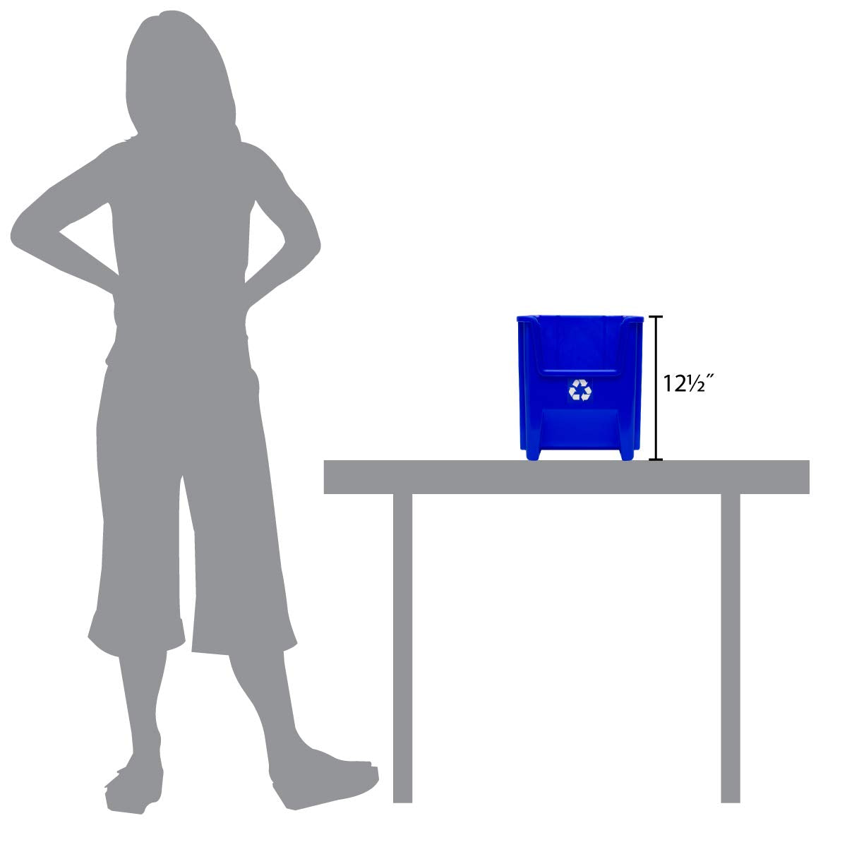 ReadySpace Commercial Stackable Open-Front Recycling Bin Box Containers, 7/12.5 Gallon, 3 Pack / 4 Pack