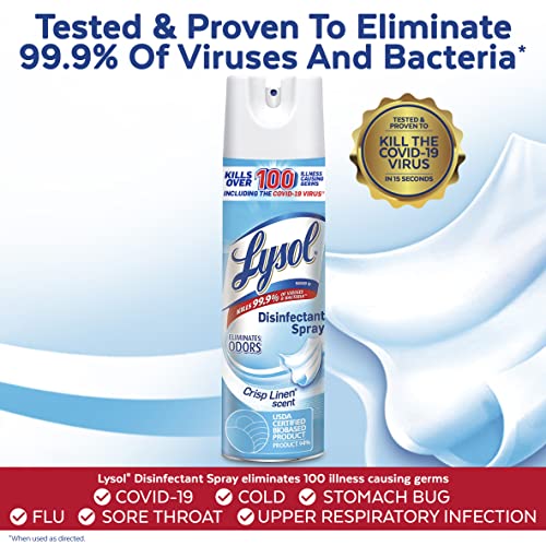 Lysol Disinfectant, Sanitizing and Antibacterial Spray, Crisp Linen, 19 Fl. Oz (Pack of 2)