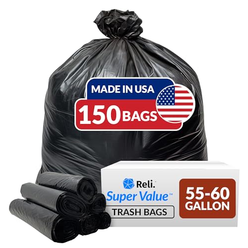 [150 Count] 55-60 Gallon Trash Bags Heavy Duty