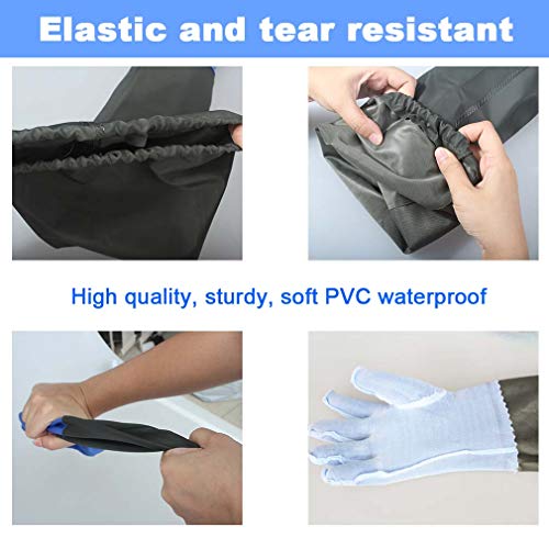 [1 Pair] Rubber Gloves Elbow Length Chemical Resistant Gloves with Cotton Lining Waterproof Gloves, 25 inches, Large