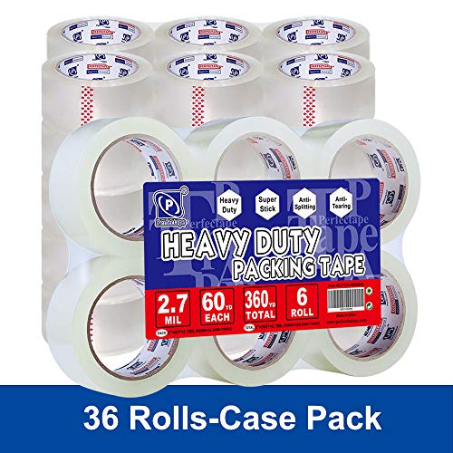 Heavy Duty Packing Tape 36 Rolls, Total 2160Y, Clear, 2.7 mil, 1.88 inch x 60 Yards