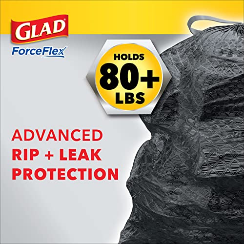 Glad Large Drawstring Trash Bags, ForceFlex 30 Gallon Black Trash Bags, 25/50/68 Count