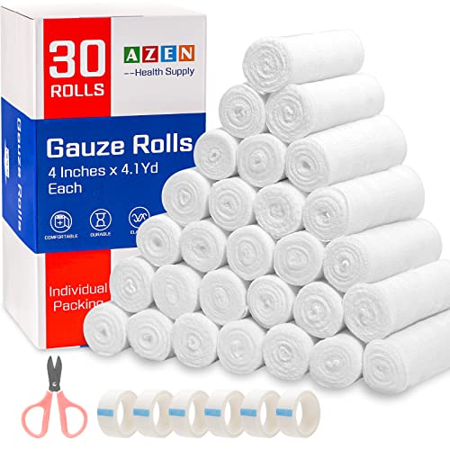 12 /20/30/90 Pack Gauze Rolls Bandages, 4 in x 4.1 Yards, Premium Medical Supplies & First Aid Supplies, Bandage Wrap Vet Wrap, Mummy Wraps