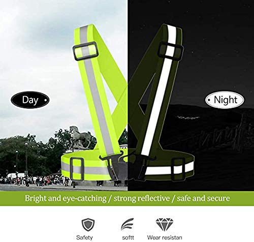 [2 Packs] Hi-Vis Adjustable Safety Sash Belts with Reflective Straps