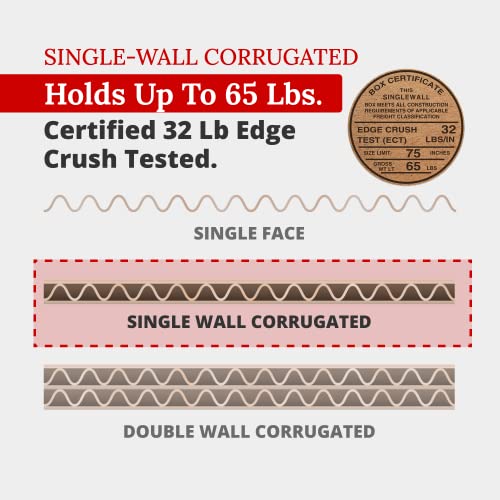 18x12x6 Corrugated Cardboard Boxes, 18"L x 12"W x 6"H, Pack of 25