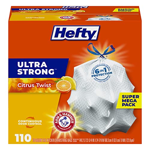 [80 Count] Hefty Ultra Strong Tall Kitchen Trash Bags, Lavender & Sweet Vanilla Scent, 13 Gallon