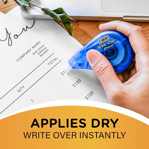 BIC White-Out Correction Tape (WOTAP10- WHI), 39.3 Feet, 10 Pack / 18 Pack