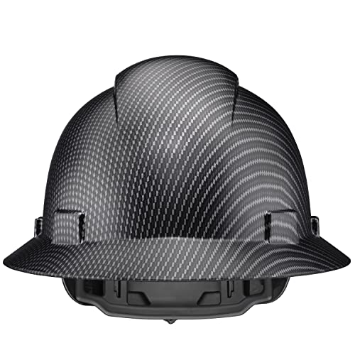 [1 PC] Full Brim Vented Carbon Fiber Matte Finish OSHA Hard Hat with 6-Point Suspension