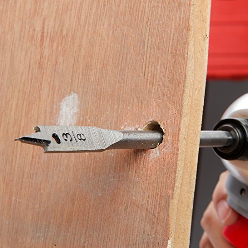 13-Piece Spade Drill Bit Set in SAE, Paddle Flat Bits for Woodworking, Nylon Storage Pouch Included