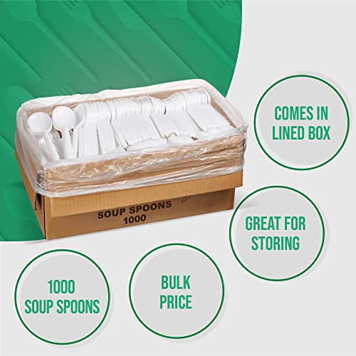 [1000 PCS] Plastic Disposable Soup Spoons Bulk, Black & White