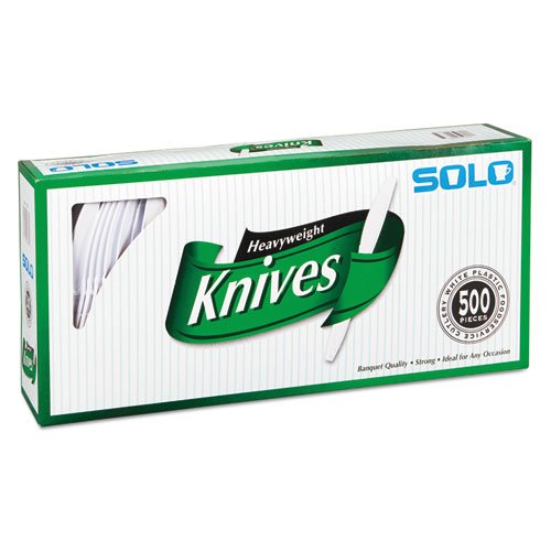 [500 Pack] Heavyweight Plastic Cutlery, Knives, White, 7 in, 500/Carton