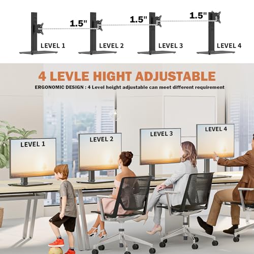 [1 PC] Single Computer Monitor Mounts, Freestanding Riser with Height Adjustable