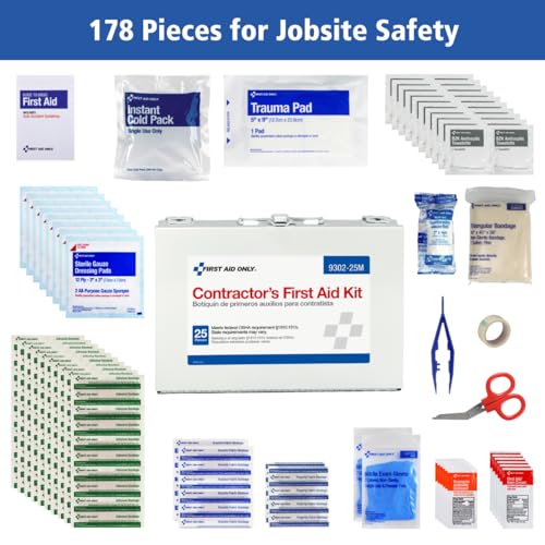 First Aid Only 9302-25M 25-Person Contractor's Emergency First Aid Kit, 178 Pieces