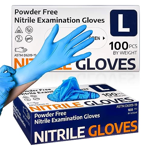 [100 PCS] Nitrile Exam Glove, 3.5 mil Disposable Medical Gloves Powder-Free Latex-Free