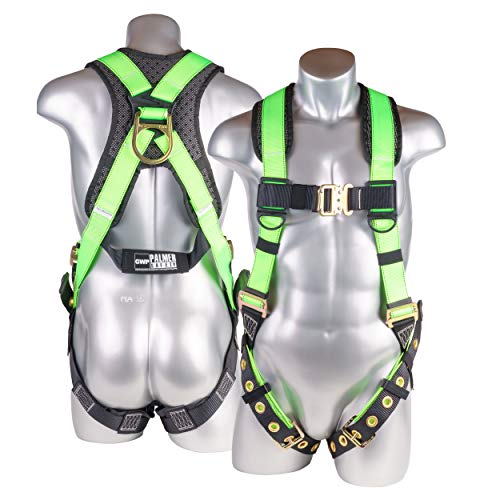 [1 Pack] Fall Protection 5pt Safety Harness w/ OSHA ANSI Compliant Personal Equipment