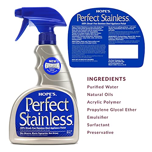 HOPE'S Perfect Stainless Steel Cleaner, 22-Ounce, Streak-Free Self-Polishing Formula