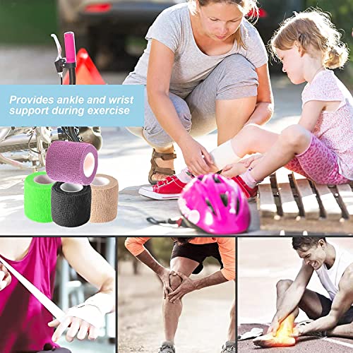 Self Adhesive Bandage Wrap, 2 inches x 5 Yards, 6 Pack, Self Adhering Bandage Wrap