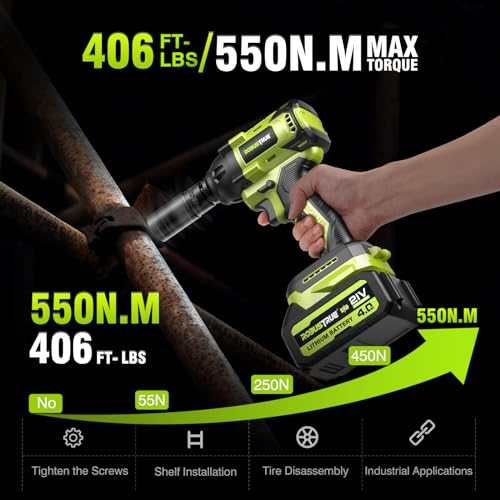 Robustrue Cordless Impact Wrench, Brushless 1/2 inch Impact Wrench