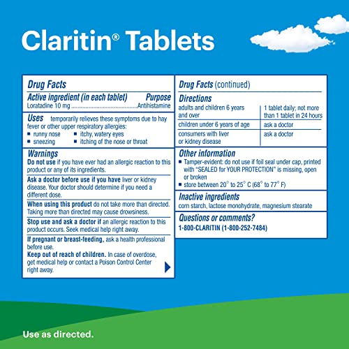 [100 Ct] Claritin 24hr Non-Drowsy Allergy Relief, Loratadine Tablets