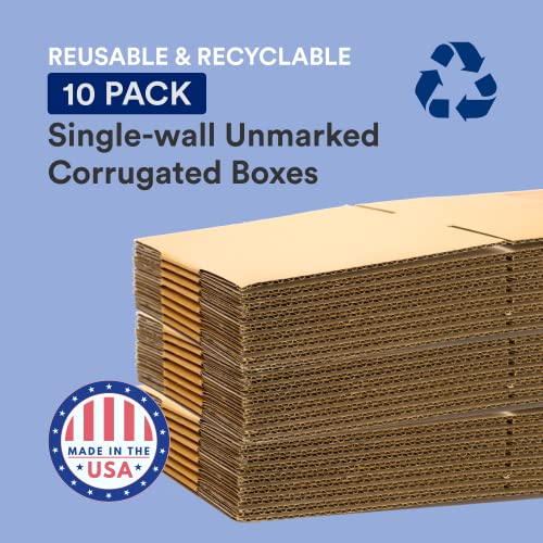 BOX USA 30x14x10 Corrugated Boxes, Large, 30L x 14W x 10H, Pack of 10