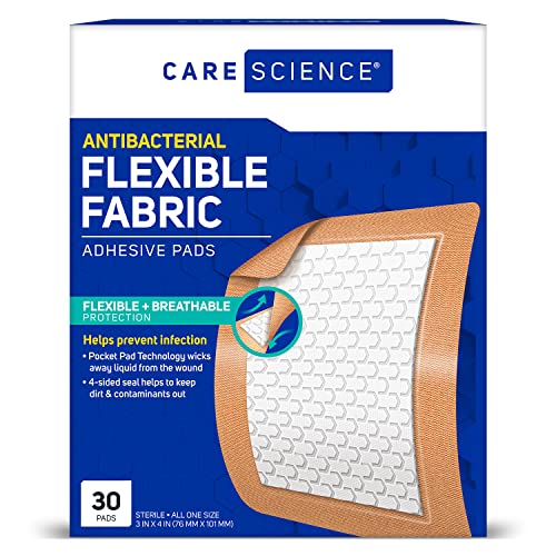 Care Science Fabric Adhesive Pad Bandages, 3x4 inches Extra Large Flexible Non-Stick Strip