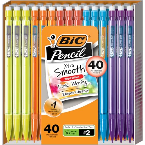 BIC Xtra-Smooth Mechanical Pencils with Erasers (MPCE40-BLK) (0.7mm), 40-Count Pack